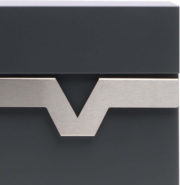 XPOtool Briefkasten V60 Anthrazit und Edelstahl 370 x 105 x 370 mm, Wandbriefkasten mit Schloss, Sof
