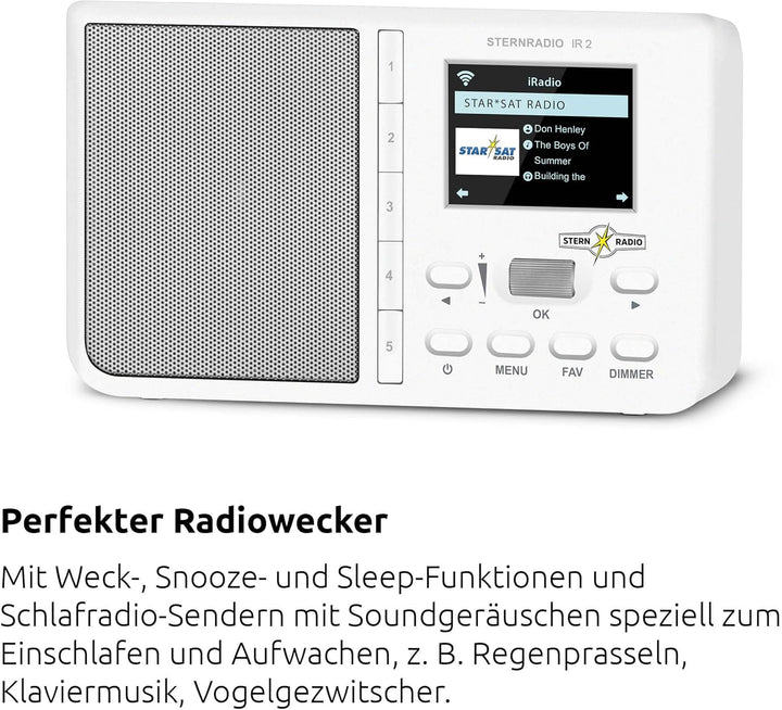 TechniSat STERNRADIO IR 2 - kompaktes Internetradio (WLAN, wechselbarer Akku, Farbdisplay, änderbare