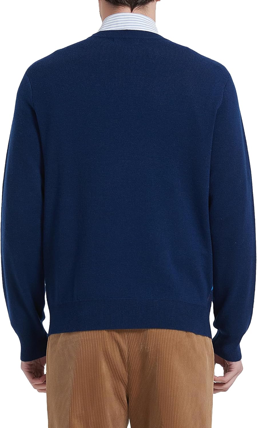 Kallspin Herren Wollmischung Strickpullover Argyle Rundhalsausschnitt Pullover Sweater, S Marineblau