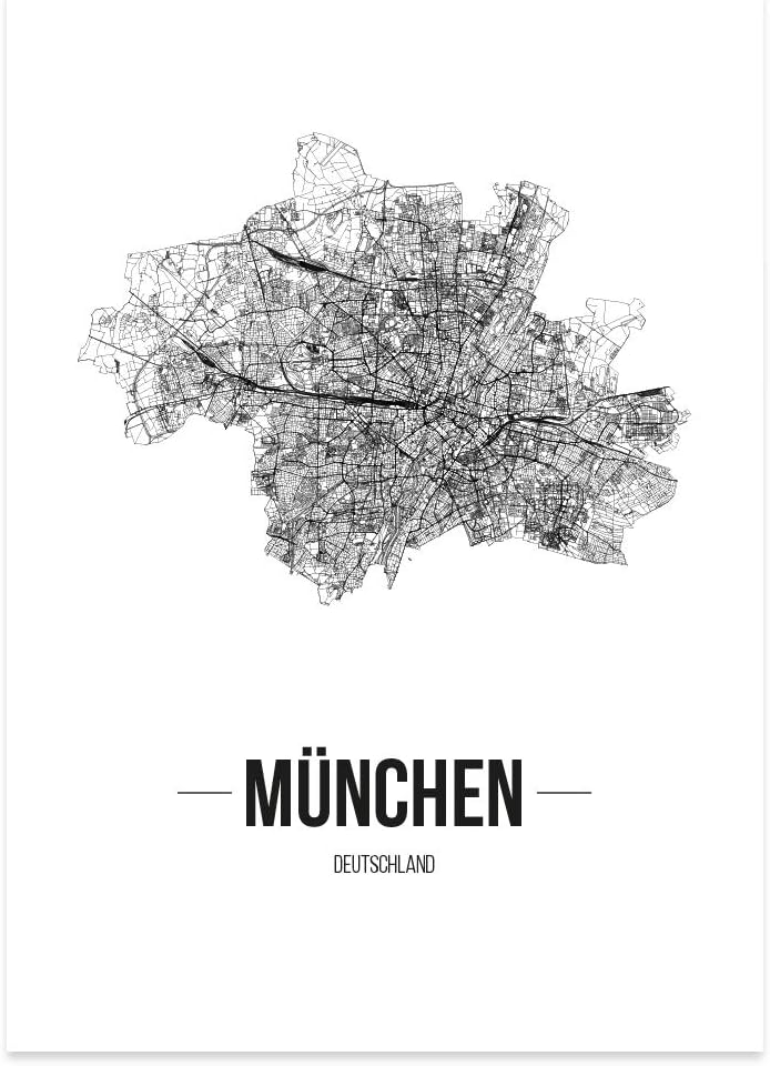 JUNIWORDS Stadtposter, München, Wähle eine Grösse, 60 x 90 cm, Poster, Schrift B, Weiss 60 x 90 cm S