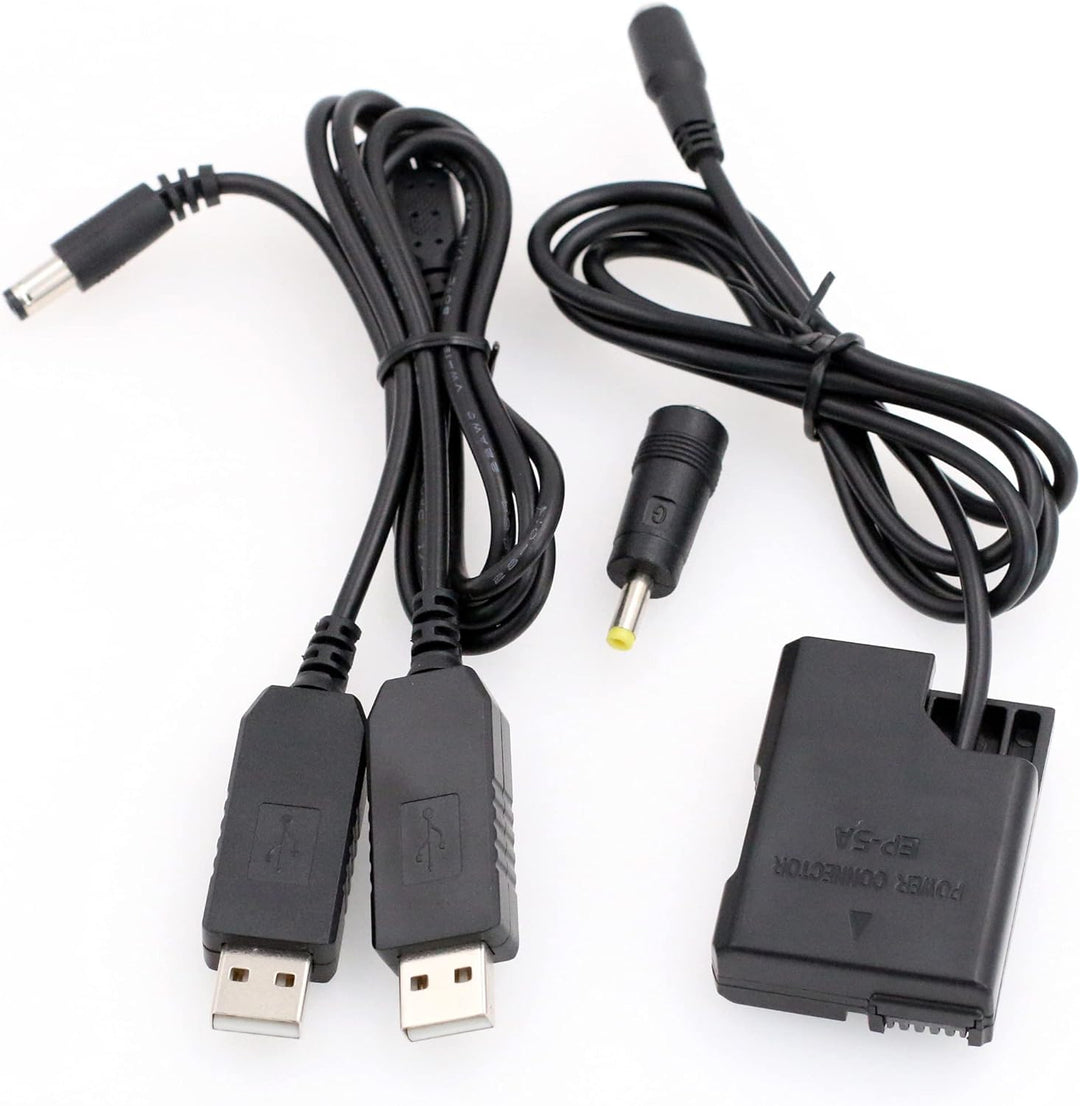Dual USB EN-EL14 Dummy Akku DC Koppler EP-5A für Nikon D5100 5200 5300 DSLR-Kamera