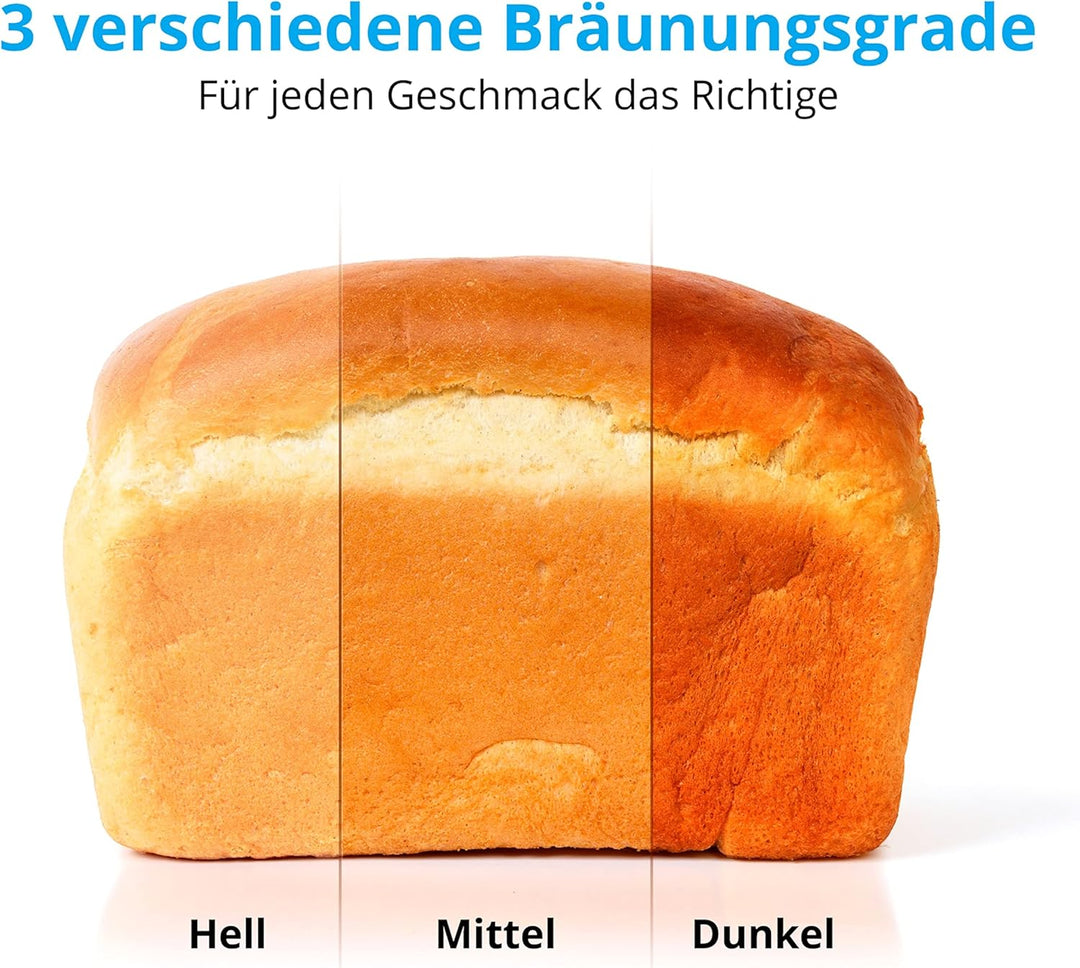 MEDION Brotbackautomat (Brotbackmaschine, 550 Watt, bis zu 1000g, 19 Backprogramme, 3 Bräunungsgrade