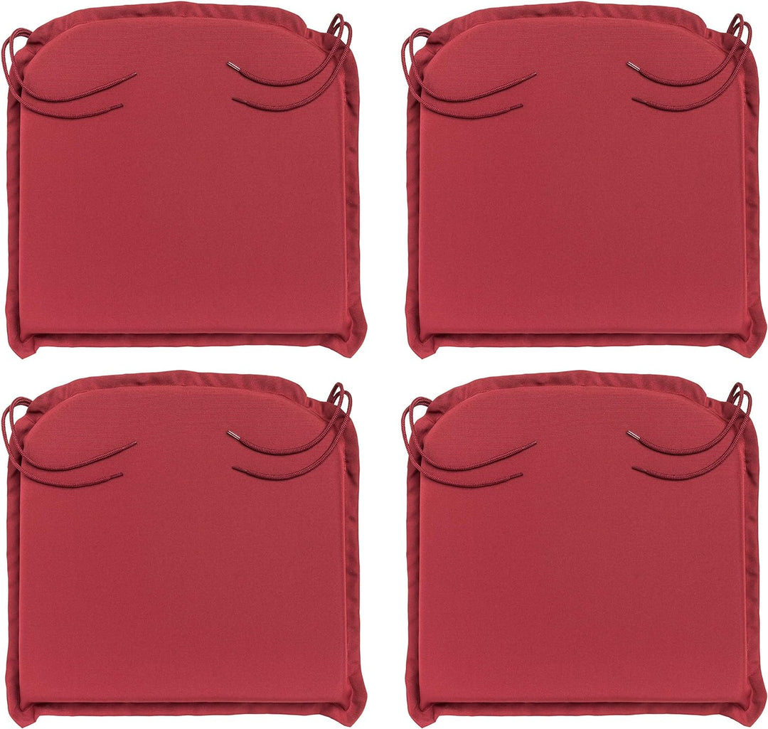 Traumnacht Komfort 4er Set Stuhlkissen/Sitzkissen Outdoor rot, Bezug abnehmbar, mit Eckbändern, 44 x