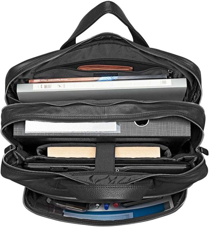 STILORD 'Lias' Echtleder Umhängetasche für Herren - Stilsicher ins nächste Meeting Schwarz, Schwarz