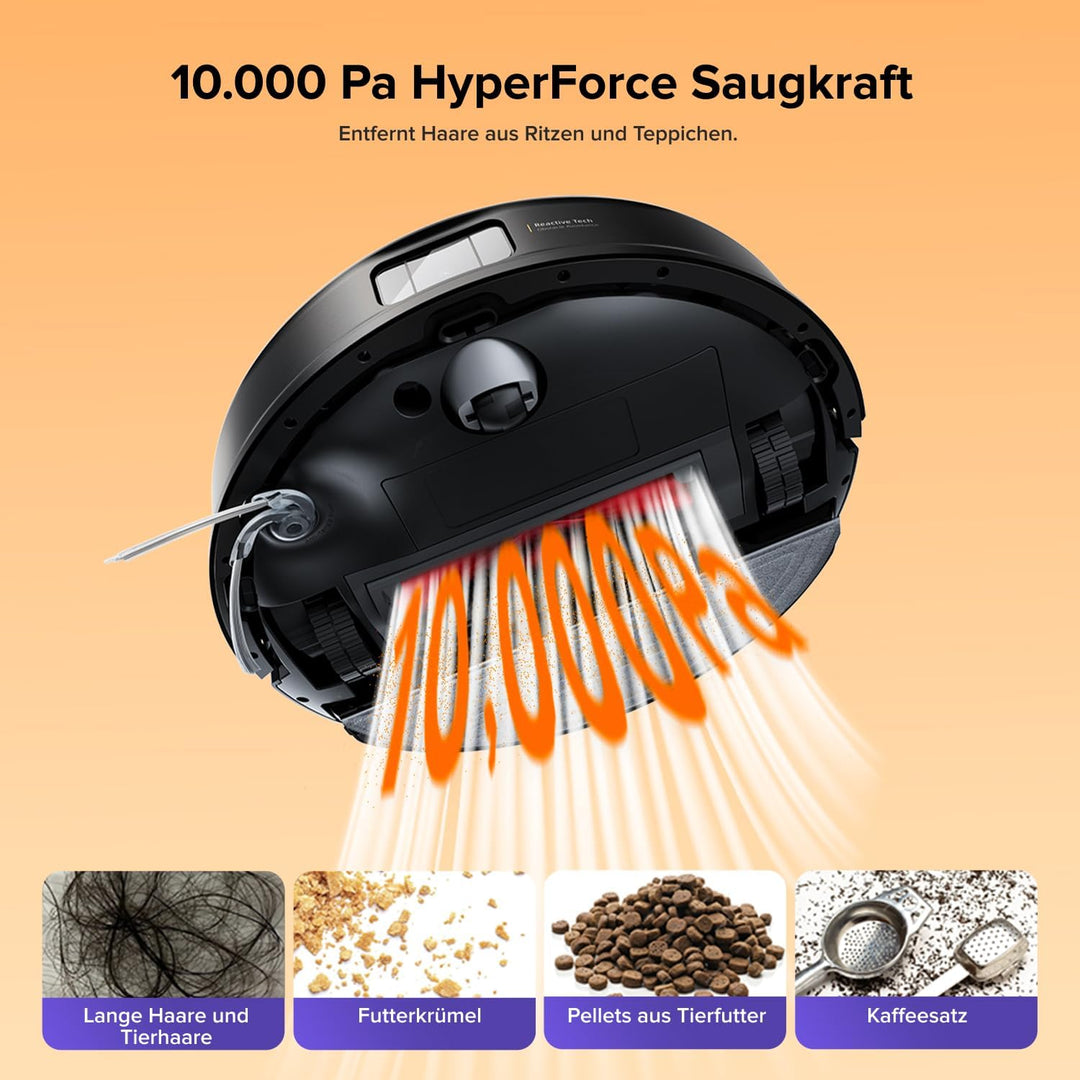 roborock Q10 S5+ Saugroboter mit Wischfunktion, 10.000 Pa HyperForce Saugkraft, Dual Anti-Tangle Sys