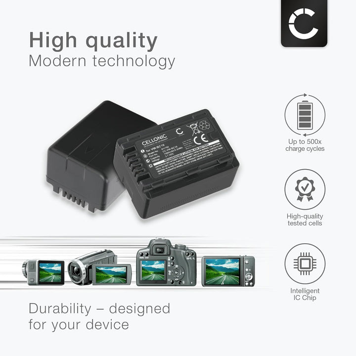 subtel 2X VW-VBK180 VBK360 VW-VBL090 Akku kompatibel mit Panasonic V100 HC-VX878 HDC-SD90 SD40 SD60