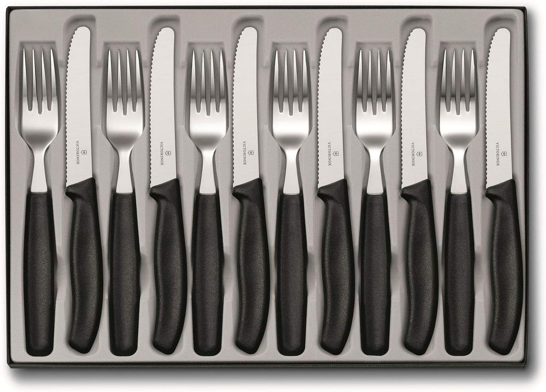 Victorinox, Swiss Classic, Profi Tafelbesteck, 12-teilig, Extra Scharfe Klinge, Wellenschliff, 11 cm