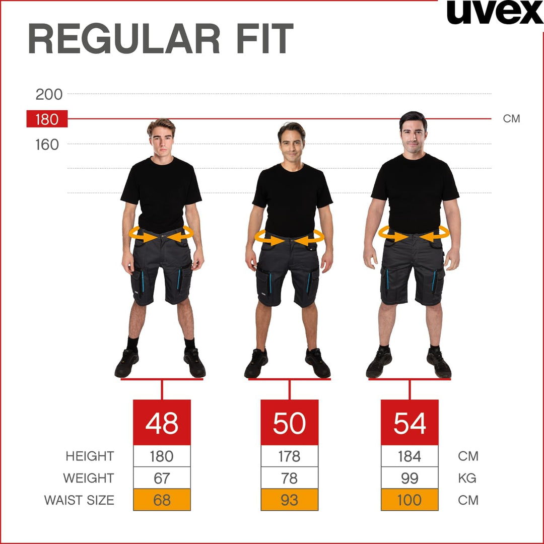 uvex Tune-up Herren-Arbeitshose kurz - Männer-Arbeitshosen mit Stretch-Bund - atmungsaktive Sommer-A