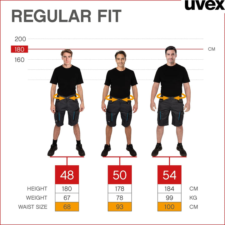 uvex Tune-up Herren-Arbeitshose kurz - Männer-Arbeitshosen mit Stretch-Bund - atmungsaktive Sommer-A