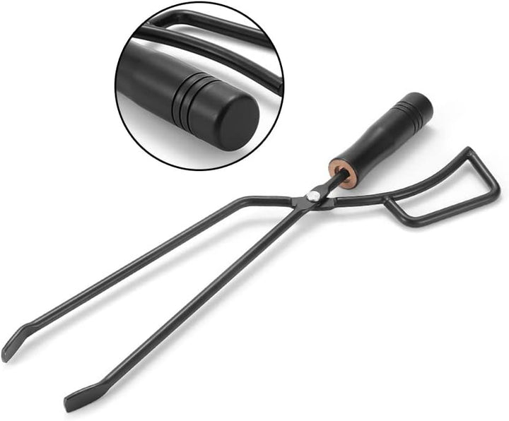 SPORTARC Robuste Gusseisen-Kaminzange, Edelstahl, Holzkohle-Feuerzange, BBQ, Brennholz-Clip, Camping