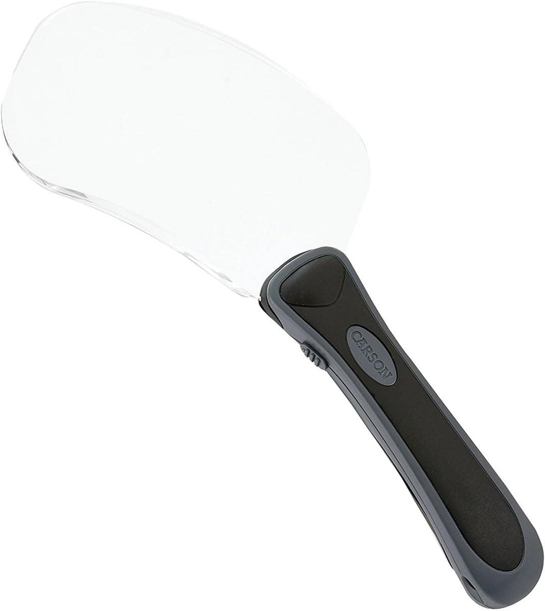 Carson Lighted RimFree 2x Handlupe mit LED, ergonomischem Griff und Linse im Rechteckformat (RM-77)