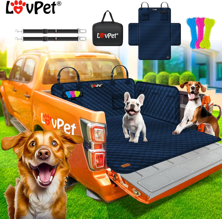 Lovpet Kofferraumschutz mit Seiten- und Ladekantenschutz Hundedecke fΓΌr Auto-RΓΌckbank mit Sichtfenst