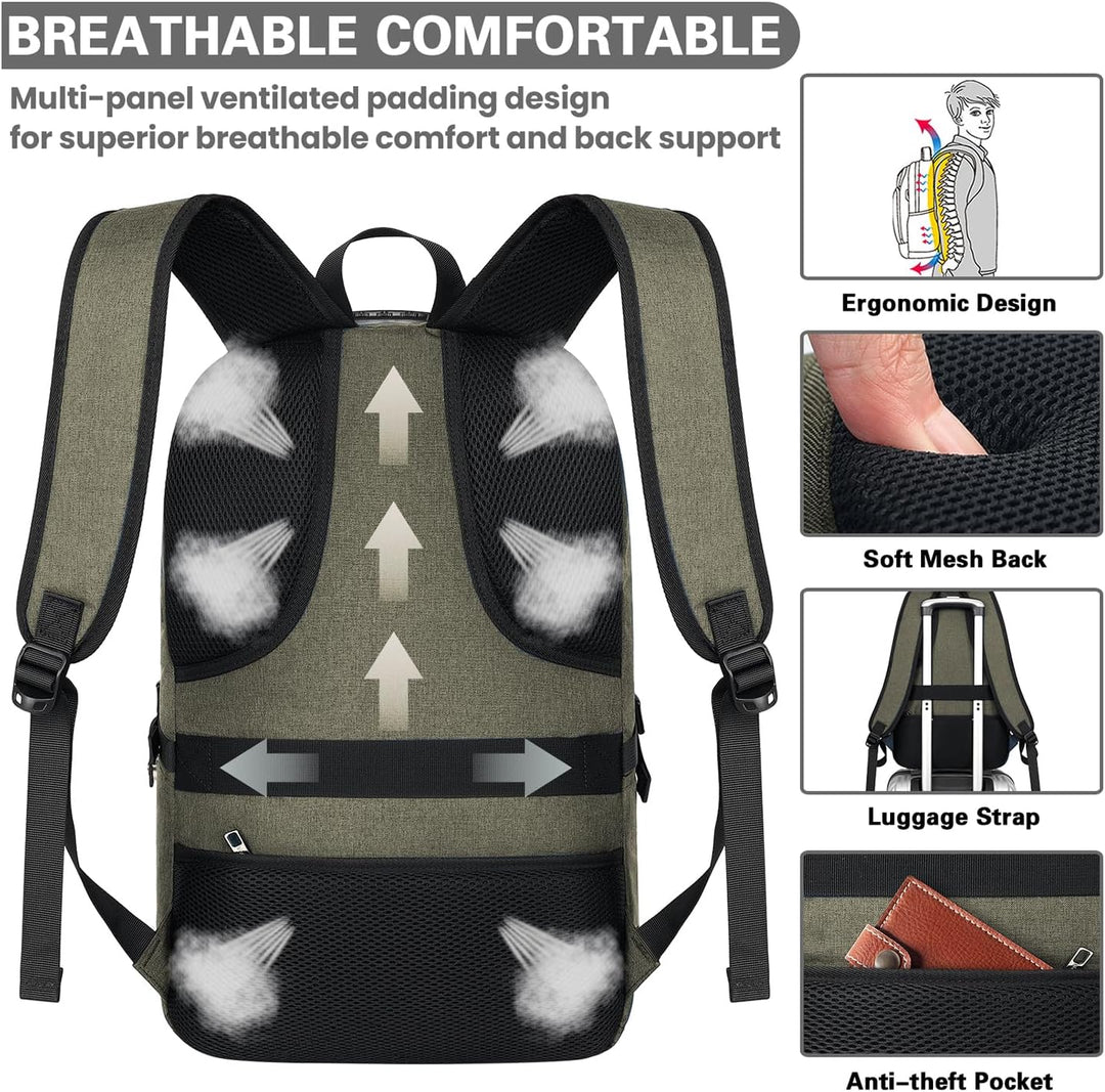 AMBOR Laptop Rucksack Herren mit USB-Ladeanschluss Rucksack Damen Anti-Diebstahl Rucksack für 17,3 Z