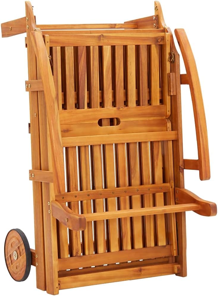 vidaXL Akazienholz Massiv Sonnenliege mit Tisch Auflage 2 Rädern Gartenliege Holzliege Relaxliege Li