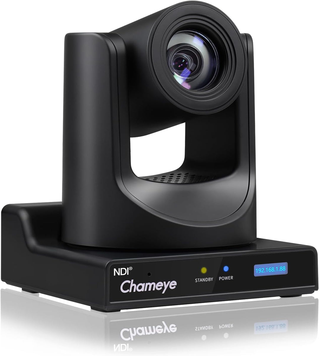 Chameye NDI PTZ Camera 20x Optical Zoom AI Auto Tracking PTZ Camera with LCD Display, 3G-SDI IP 1080