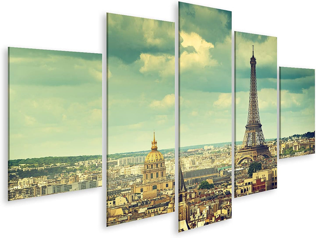 islandburner Bild auf Leinwand Eiffelturm Frankreich Blauer Himmel Blick Auf Paris Bilder Wandbilder