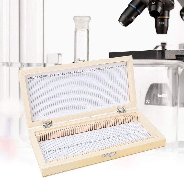 Aufbewahrungsbox für Holzdias zum Platzieren vorbereiteter Objektträger, Metallschnalle Pure Solid W