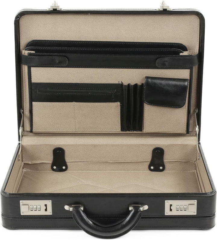 Bowatex Dokumentenkoffer Aktenkoffer Leder-Faserstoff Koffer Schwarz 44 cm