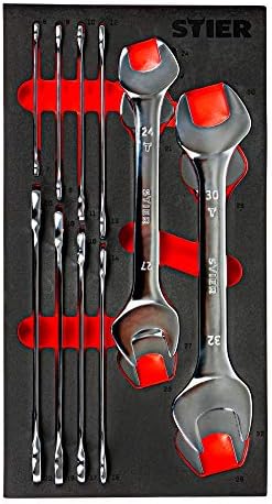 STIER Doppelmaulschlüssel-Satz SW 6-32 mm 12-teilig in Weichschaumeinlage (EVA), Maulschlüssel - Set