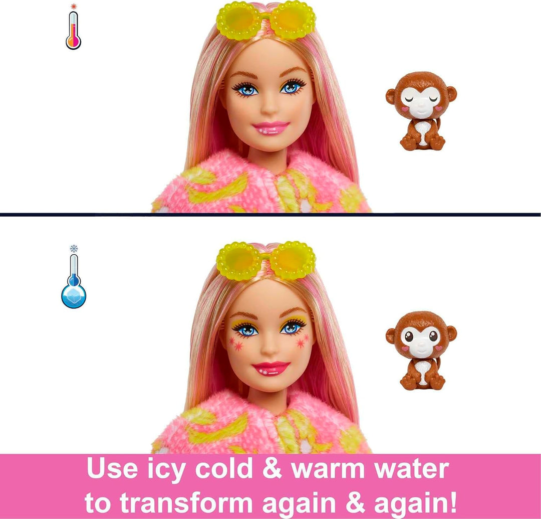 Barbie Cutie Reveal, bewegliche Affenzubehör, 10 Überraschungen, Haustier, wechselnde Farben, inkl.