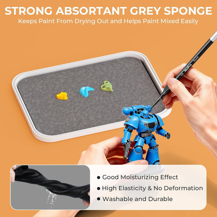 Nicpro Nasspalette für Malen Miniatur, Wet Palette 100 Stück Palettenpapier, 4 Stück Schwämmen, Pins