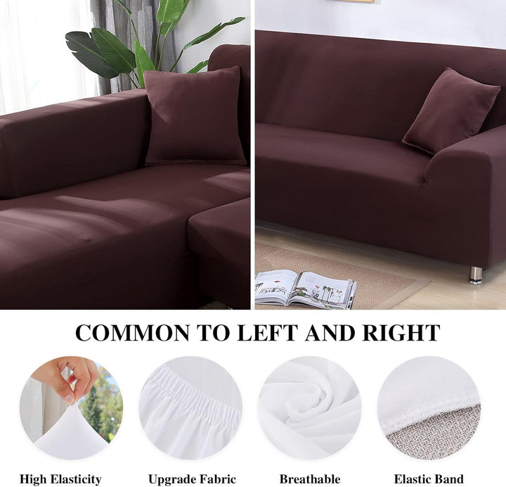 Jaotto Sofa Überwürfe Sofabezug Elastische Spandex Stretch Sofabezüge Couchbezug für L-Form Sofa Uni