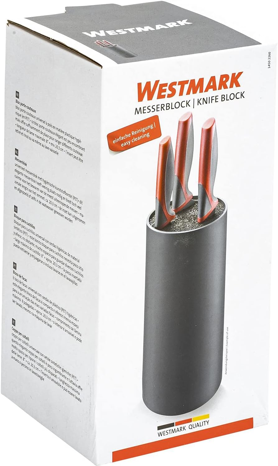 Westmark Messerblock, rund, mit Kunststoffborsten, Durchmesser: 11 cm, Höhe: 22,2 cm, für Messer bis
