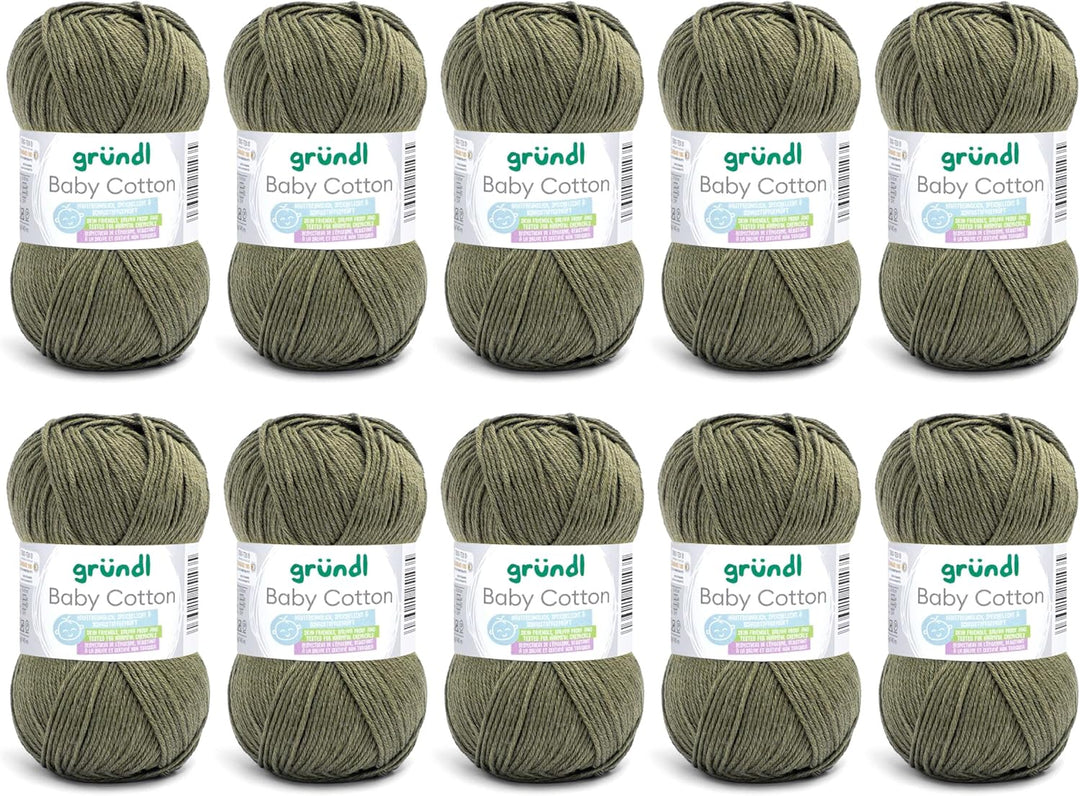 Gründl Baby Cotton Wolle zum Stricken und Häkeln, Babywolle aus 50% Baumwolle, 50% Polyacryl, strapa