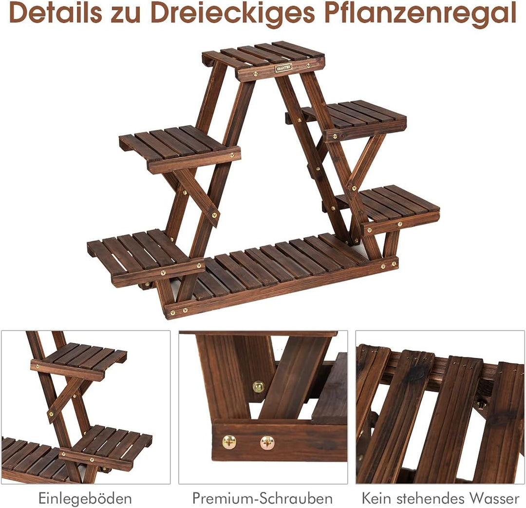 COSTWAY Blumentreppe Pflanzenständer Holz, Pflanzentreppe Blumenregal, Blumenständer, Pflanzenregal
