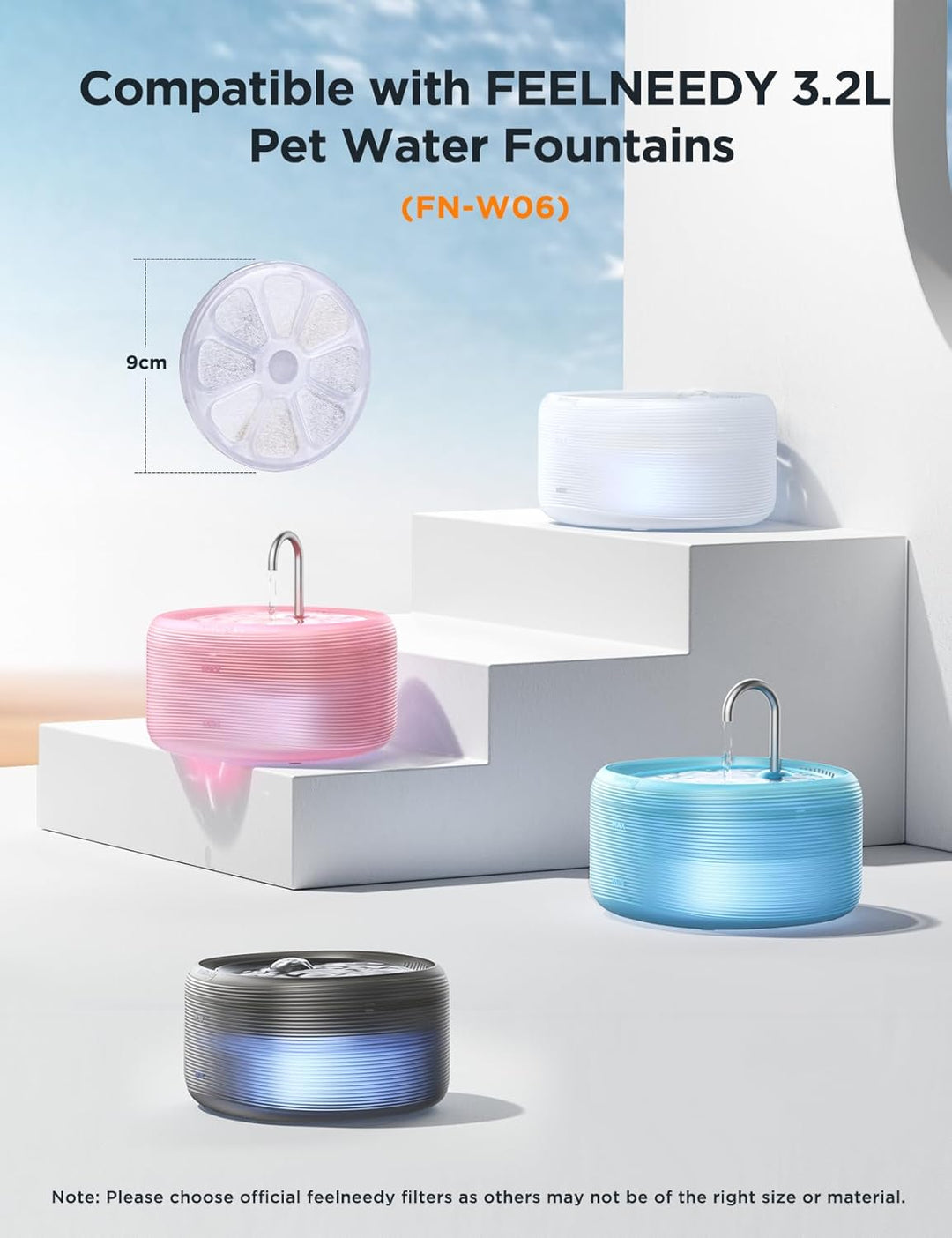 FEELNEEDY 6pcs Ersatzfilter+6pcs Wasserpumpenschwamm für Katzenbrunnen, gesunde und hygienische Filt
