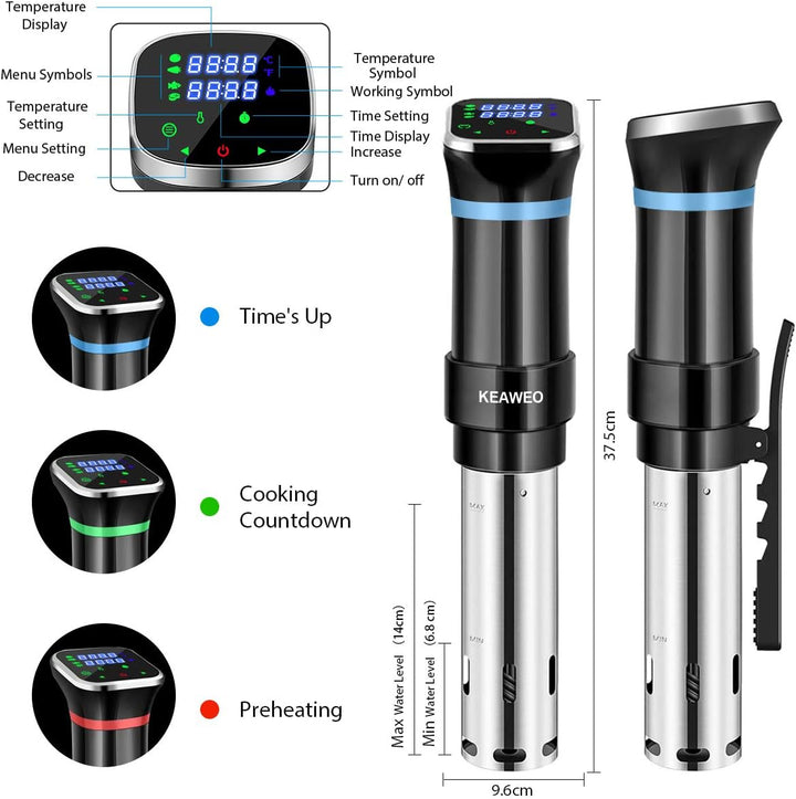 KEAWEO Sous Vide, 1100W Sous-Vide Garer Stick Präzisionskocher Immersion Tauchzikulator Präzisionsko