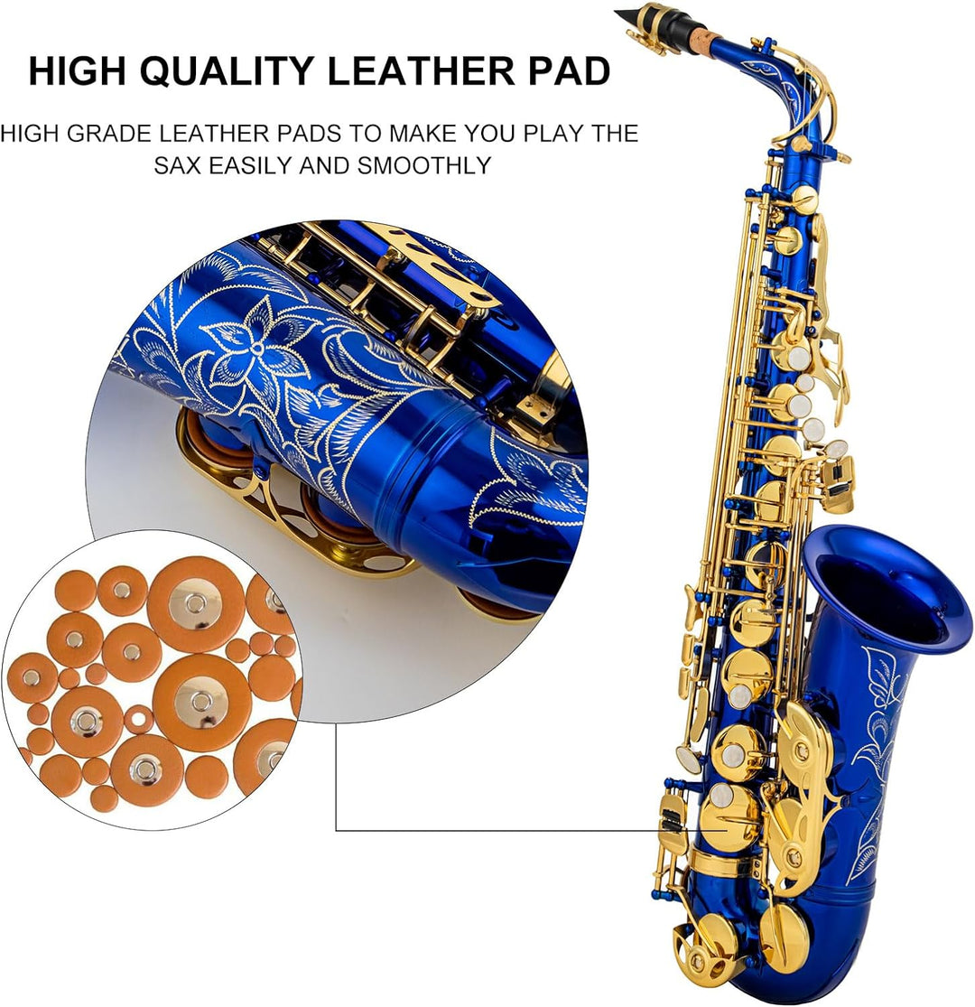 Btuty Eb Alt-Saxophon Messing E Flat Sax 802 Schlüsseltyp Holzblasinstrument mit Reinigungsstab Stof