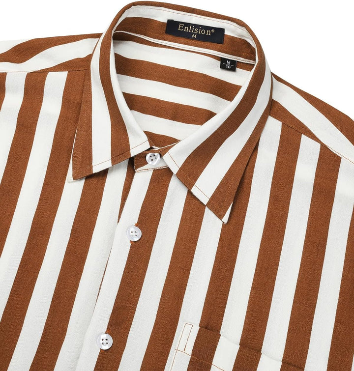 Enlision Herren Hemd Langarm Business Freizeit Herrenhemden Regular Fit Gestreiftes/Einfarbig Freize