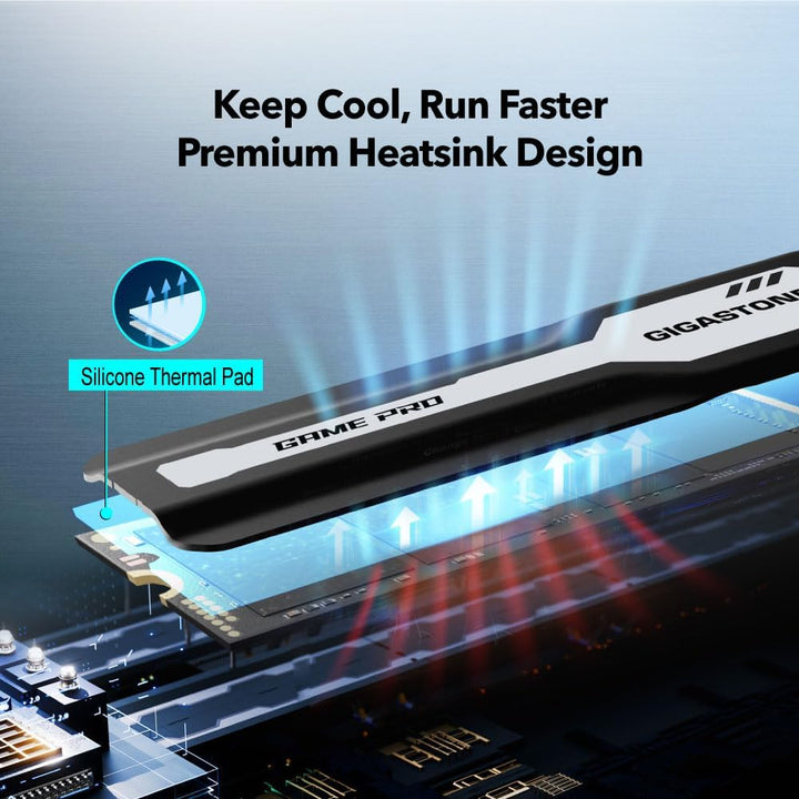 Gigastone M.2 SSD 4TB mit Kühlkörper Optimiert für PS5 NVMe SSD M.2 2280 PCIe Gen4 Ultraschnelle Int