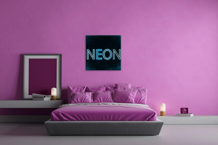 deyoli NEON Schriftzug Format: 70x70 Effekt: Monocrome Blau als Leinwandbild, Motiv fertig gerahmt a