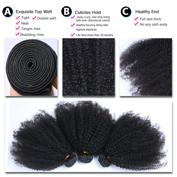 Afro Kinkys Curly Remy Human Hair Weave 3 Bundles Wefts 4B 4C Unprocessed Brazilian Virgin Hair Exte
