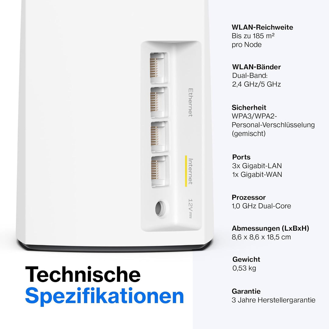 Linksys Atlas 6 Mesh-WiFi 6-System – Dual-Band AX3000 WLAN Router Extender mit 4-mal höherer Geschwi