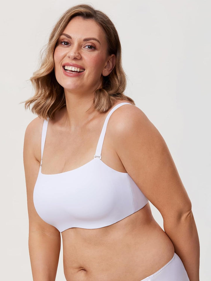 DELIMIRA Damen Trägerloser Bandeau BH Grosse Grössen Ungefüttert BHS mit Bügel und Abnehmbaren Träge
