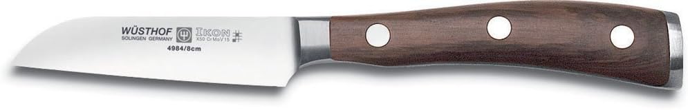 Wüsthof Gemüsemesser, Ikon (4984), 8 cm Klinge, geschmiedeter Doppelkropf, Edelstahl, Grenadill-Holz