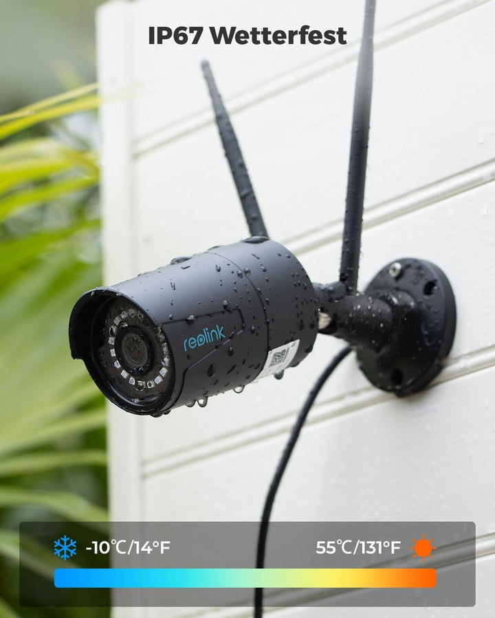 Reolink 2K+ Kabelgebundene Überwachungskamera Aussen, 2,4/5 GHz WLAN-Kamera Outdoor, IP66 Wetterfest