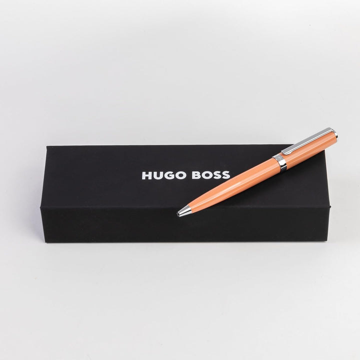 Hugo Boss Gear Icon Kugelschreiber aus Messing mit Chrome Beschichtung in der Farbe Light Orange, Ma