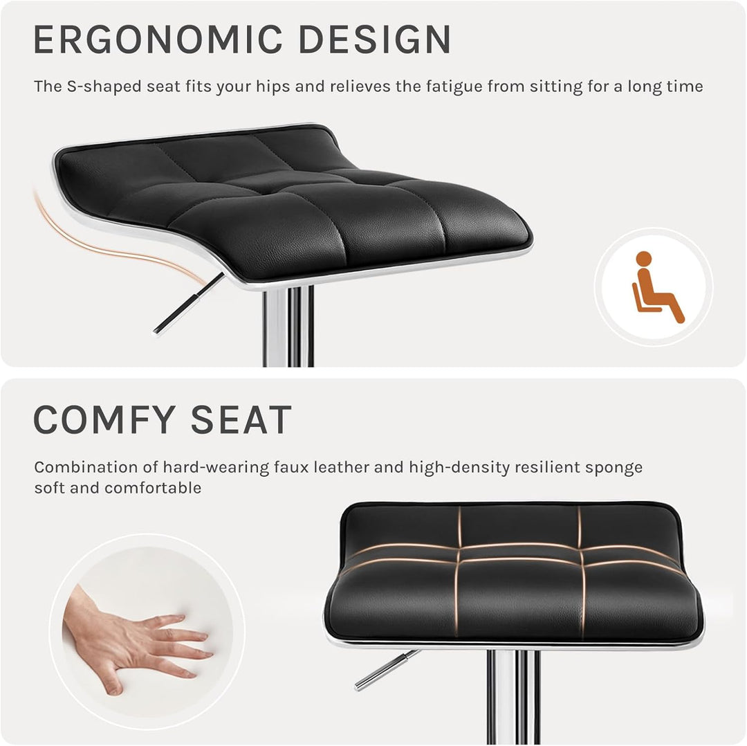 WOLTU BH28sz-1 1X Barhocker 1er Set Barstuhl Tresenhocker, aus hochwertigem Kunstleder, verchromter