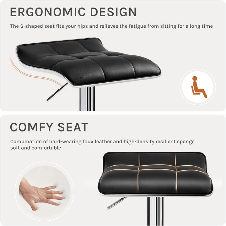 WOLTU BH28sz-1 1X Barhocker 1er Set Barstuhl Tresenhocker, aus hochwertigem Kunstleder, verchromter