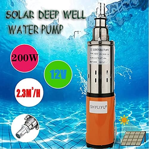 SHYLIYU Tiefbrunnen-Tauchpumpe 12V 200W Solar-Tauchwasserpumpe 2300L / H Brunnenpumpe für Industrieh
