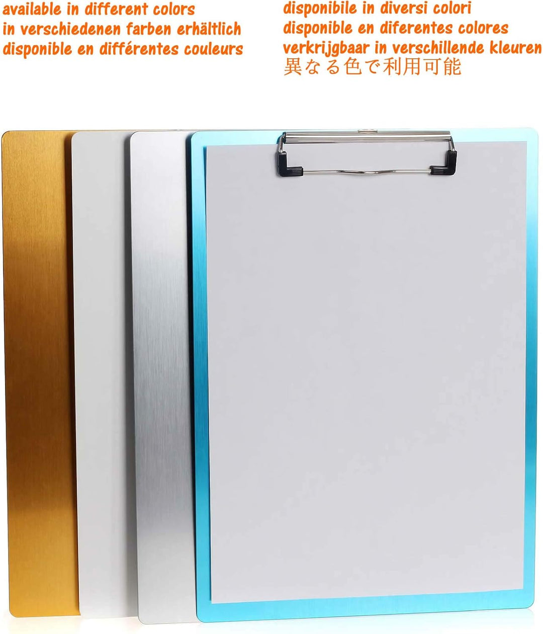2er Alu Klemmbrett A4 mit gummierter Metalklemme, Schreibbrett DIN A4 mit Aufhängeose, Pad Halter Cl