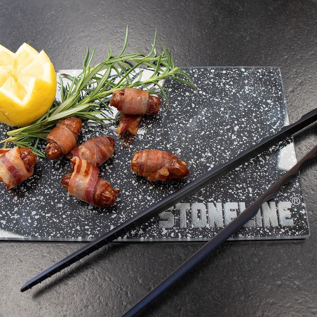 Stoneline Glas Schneidebrett, Schneidbretter Set 4-teilig, 25 x 15 cm, Stoneline Optik, hitzebeständ