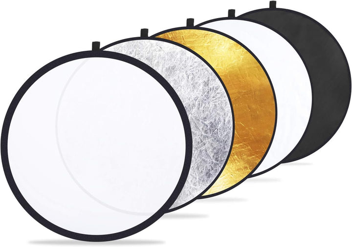 Etekcity 60 cm 5-in-1 Reflektor für Fotografie, mehrere Scheiben, faltbar, mit Tasche, transparent,