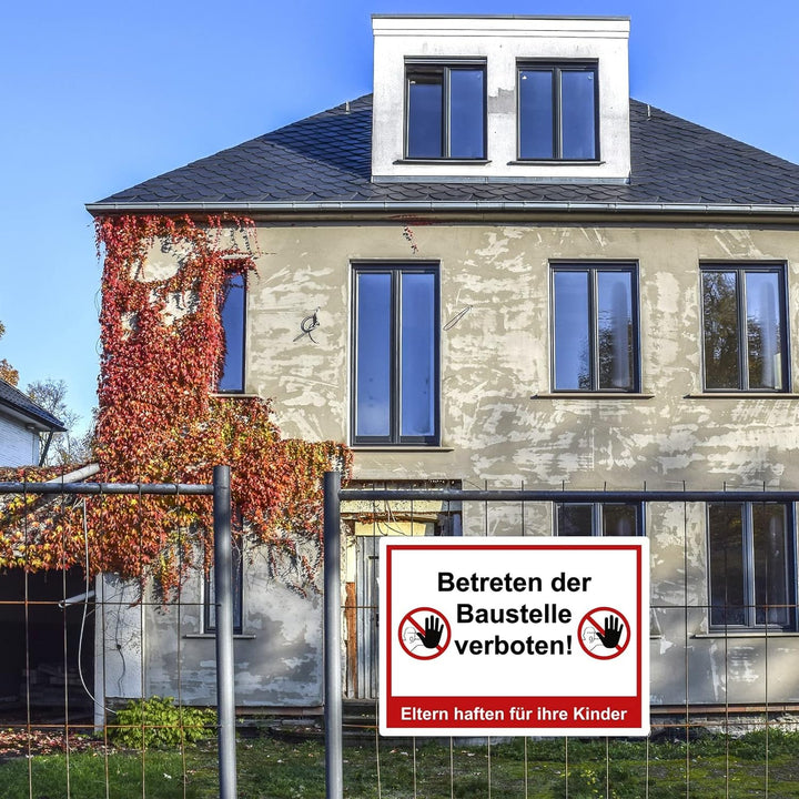 2 Stück XXL Betreten der Baustelle verboten Schild 40 x 30 cm Eltern haften für ihre Kinder ! aus st