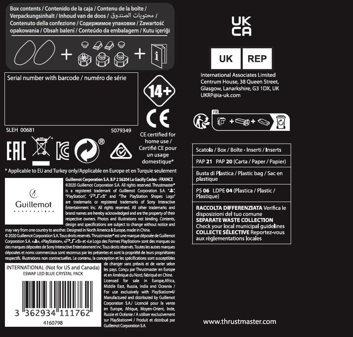 Thrustmaster eSwap X Led Blue Crystal Pack, Pack mit 7 Hintergrundbeleuchteten für eSwap X Controlle