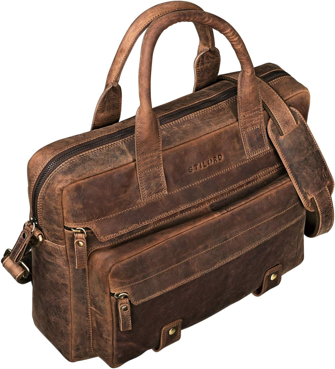 STILORD 'Leander' Umhängetasche Leder Gross Arbeitstasche Aktentasche Business Herren und Damen 15.6